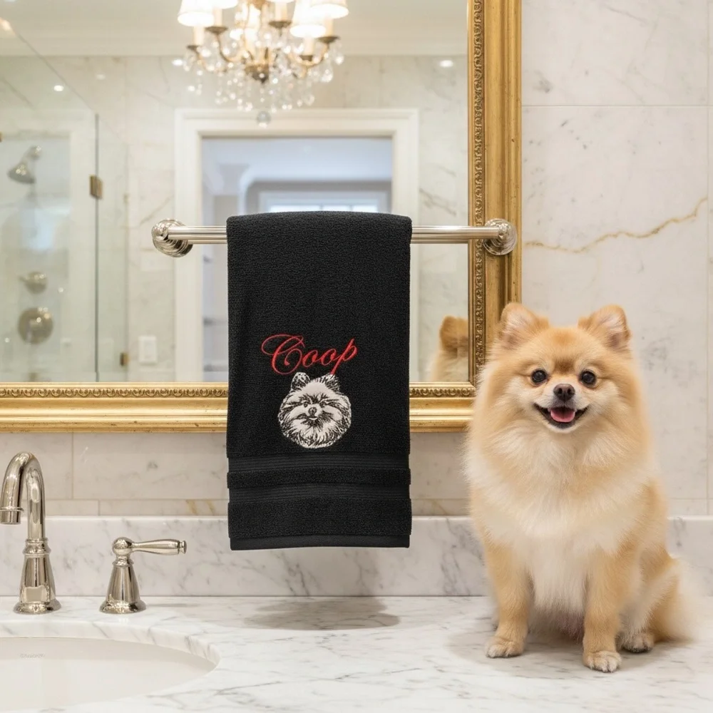 Hand Cat Personalized Embroidered Towel with your Pet’s name. Dog cat fish